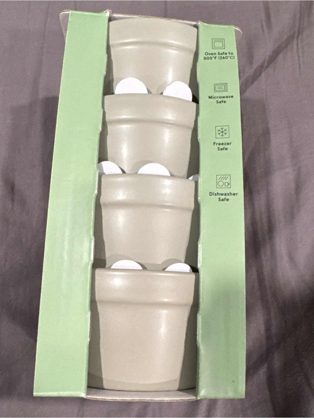 Set of 4 Ceramic Ramekins in Light Sage